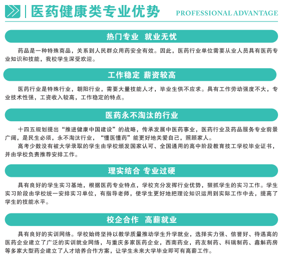 重慶信息工程技工學校醫(yī)藥健康類專業(yè)優(yōu)勢